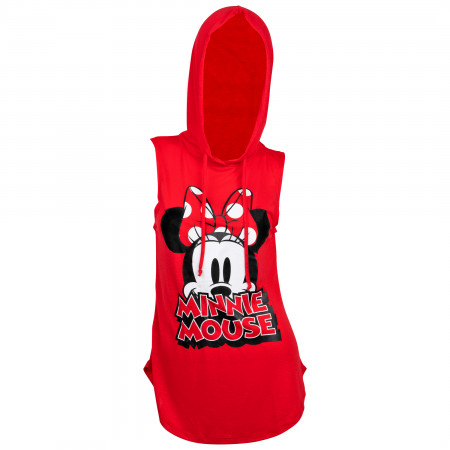 Disney's Minnie Mouse Peeking Face Juniors Hooded Tank Top